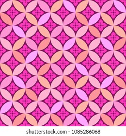 Traditional Japanese seamless pattern. Modern decorative background with circles and cherry flowers. Vector illustration.