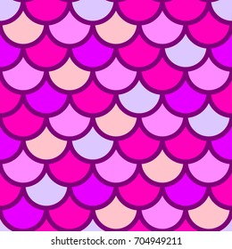 Traditional Japanese Seamless Pattern. Pink Bright Colored Fish Squama. Mermaid Scales. Stock Vector