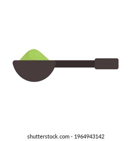 Une cuillère japonaise traditionnelle pour la cérémonie du thé. Les ustensiles japonais pour le thé matcha. Caricature à plat image vectorielle