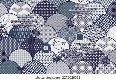 Patrón de estilo japonés tradicional y diseño de fondo