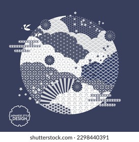 Traditional Japanese style pattern background design.