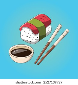 Traditional Japanese Sushi Vector Illustration
