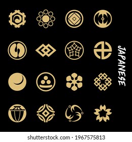 Traditional Japanese symbols and patterns. This is a simple vector illustration with harmonious blend of retro and modern styles. The color can be changed if needed. Eps10 vector.