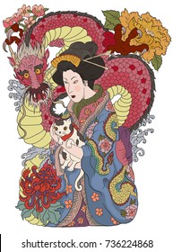 Japanese Geisha Tattoo High Res Stock Images Shutterstock