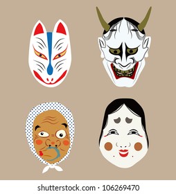 Traditional japanese theater masks