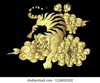 Traditional Japanese Tiger Tattootiger Sticker Tattoo Stock Vector ...