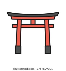 Traditional Japanese Torii gate in flat design pastel style isolated on white background.