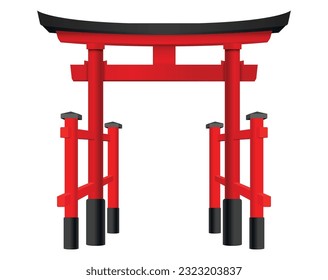 Traditional Japanese Torii gate isolated on white background. Graphic Vector