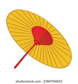 Traditional Japanese umbrella, isolated vector illustration in flat design