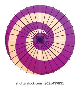 Traditional japanese umbrella is showing a spiral pattern with a purple color