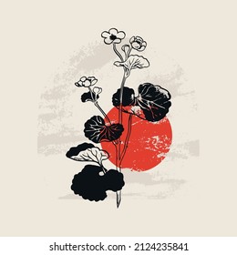 Traditional Japanese vector illustration. Traditional of Japan. Asian concept. Vintage art. Design for posters, book covers, brochures, flyers.