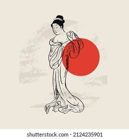 Traditional Japanese vector illustration. Traditional of Japan. Asian concept. Vintage art. Design for posters, book covers, brochures, flyers.
