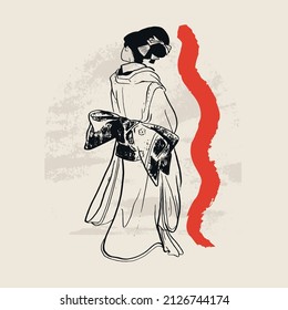 Traditional Japanese vector illustration. Traditional of Japan. Asian concept. Vintage art. Design for posters, book covers, brochures, flyers.