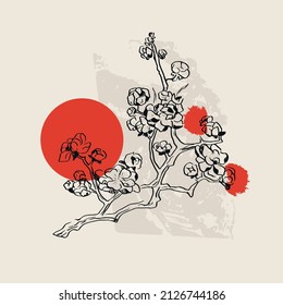 Traditional Japanese vector illustration. Traditional of Japan. Asian concept. Vintage art. Design for posters, book covers, brochures, flyers.