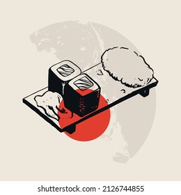 Traditional Japanese vector illustration. Traditional of Japan. Asian concept. Vintage art. Design for posters, book covers, brochures, flyers.