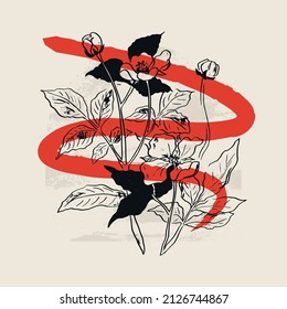 Traditional Japanese vector illustration. Traditional of Japan. Asian concept. Vintage art. Design for posters, book covers, brochures, flyers.