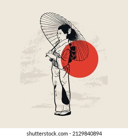Traditional Japanese vector illustration. Traditional of Japan. Asian concept. Vintage art. Design for posters, book covers, brochures, flyers.