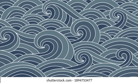 Traditional Japanese wave pattern background vector. luxury line arts for prints, fabric, poster and wallpaper.