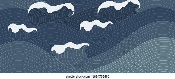 Vector de fondo de patrón de onda japonés tradicional. líneas de lujo para impresiones, tela, afiche y papel pintado.