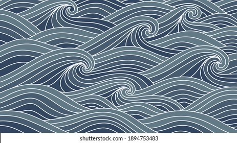 Traditional Japanese wave pattern background vector. luxury line arts for prints, fabric, poster and wallpaper.