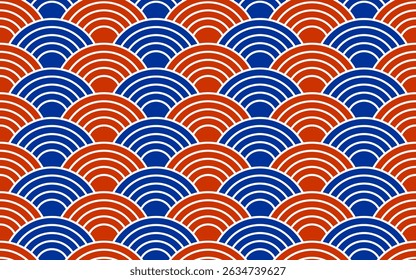 Traditional Japanese wave pattern seamless vector, oriental background texture
