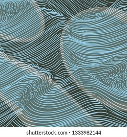 Traditional Japanese wave pattern vector. Blue seamless wave background. linear design. 