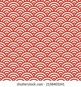 Traditional Japanese waves seamless pattern. Oriental print with geometric design.