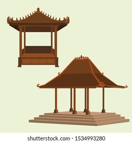 Traditional Java Gazebo Vector image Illustration Set