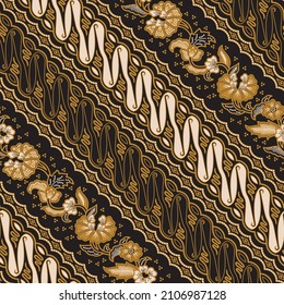 Traditional Javanese Batik, illustration of Parang and floral pattern in style, version 001.
Batik Jawa tradisional, gaya ilustrasi perpaduan dari motif Parang dan kembang, versi 001. svg