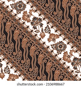 Traditional Javanese Batik, illustration of Parang and floral pattern in dark and light style, version 002.
Batik Jawa tradisional, gaya ilustrasi perpaduan dari motif Parang dan kembang, versi 002. svg