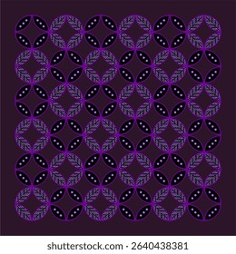 Traditional Javanese ethnic batik pattern in purple color, charming, beautiful and elegant vector.