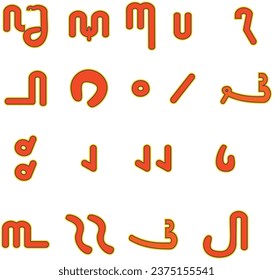 Traditional Javanese Font.Aksara Jawa Hanacaraka with Cute Style svg