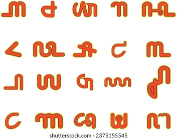 Traditional Javanese Font.Aksara Jawa Hanacaraka with Cute Style svg