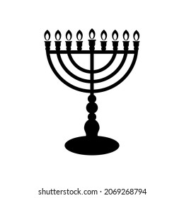 Traditional jewish candle holder, a burning Hannukkah menora symbol