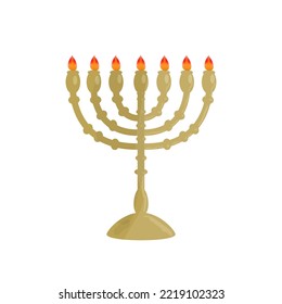 Candelabro de oro judío tradicional para siete velas - Menorah