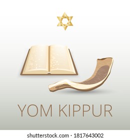 Traditioneller jüdischer Feiertag Jom Kippur. Muster mit Schiefer. Rosh hashanah (jüdischer Urlaub) Konzept. Jom Kippur bedeutet "Tag der Verehrung". Traditionelles Poster, jüdische religiöse festliche Postkarte. Vektorgrafik