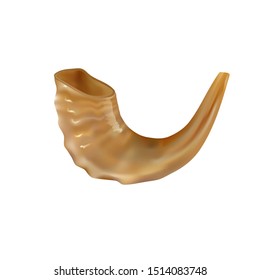 Traditional Jewish musical instrument- horn (Shofar) for jewish holiday Rosh Hashanah. Without background, isolated. Clip ar