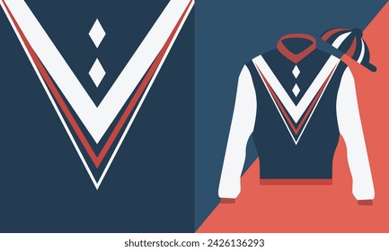 Diseño tradicional de la camiseta de seda del jockey, diseño uniforme de las carreras de caballos, ilustración vectorial