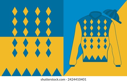 Traditional Jockey Silk Uniform Design, Horse Riding Uniform Design, Vector Illustration