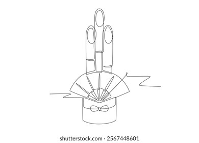 Traditional kadomatsu concept one-line drawing