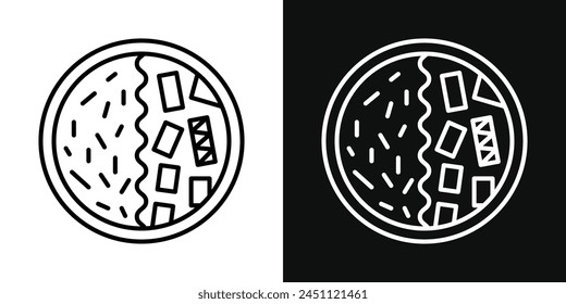 Traditional Kare Raisu Japanese Curry Icon Set with Culinary Symbols