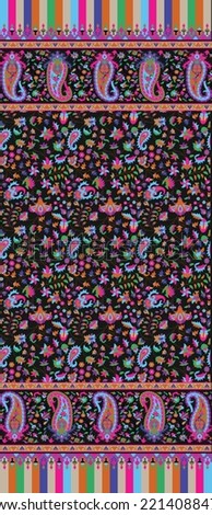 Traditional Kashmiri Shawl Design 
Kani Kashmir Shawl Seamless print With paisley Traditional motif Background texture for textile digital print designing  [[stock_photo]] © 