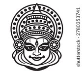 Traditional kathakali dancer face mask, indian classical dance art, south asia
