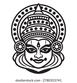 Traditional kathakali dancer face mask, indian classical dance art, south asia