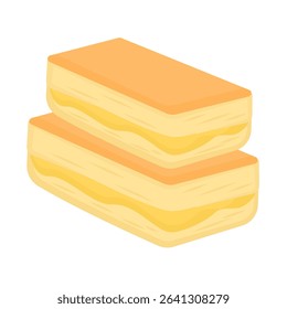 Traditional Kaya Toast Illustration with Coconut Jam and Butter Layers, Perfect for Culinary Design, Asian Breakfast, or Nostalgic Cafe Menu