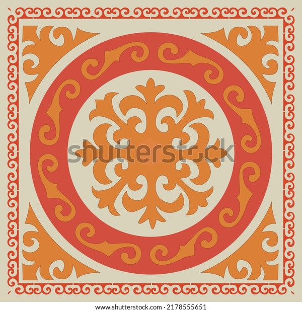 Traditional\
kazakh ornament - patterns for pillows and other element of home\
interior decoration. Central Asian culture.\
