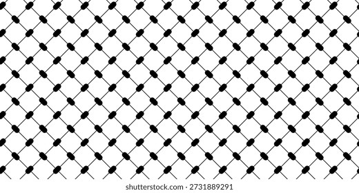 Patrón tradicional de keffiyeh o shemagh. Estampado de bufanda palestina. Textura de tela geométrica. Fondo de tela árabe Clásica. Vector ilustración gráfica.