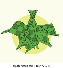 Traditional ketupat composition background design. Ketupat vector illustration for ramadhan. Eid Mubarak