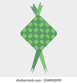 Traditional ketupat Ramadan Food Composition With Flat Design Vector