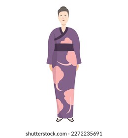 Traditional kimono icon cartoon vector. Woman costume. Colorful smile